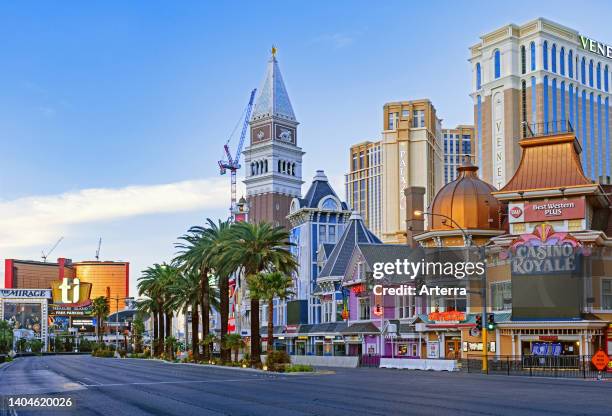 Deserted, empty streets in the city Las Vegas during the COVID-19 pandemic/coronavirus pandemic, Clark County, Nevada, United States, USA.