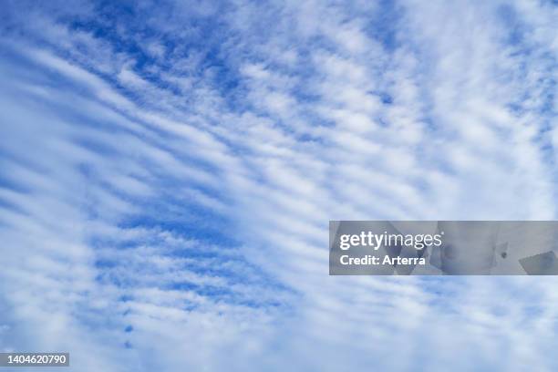 Altocumulus stratiformis undulatus middle-altitude cloud formation.