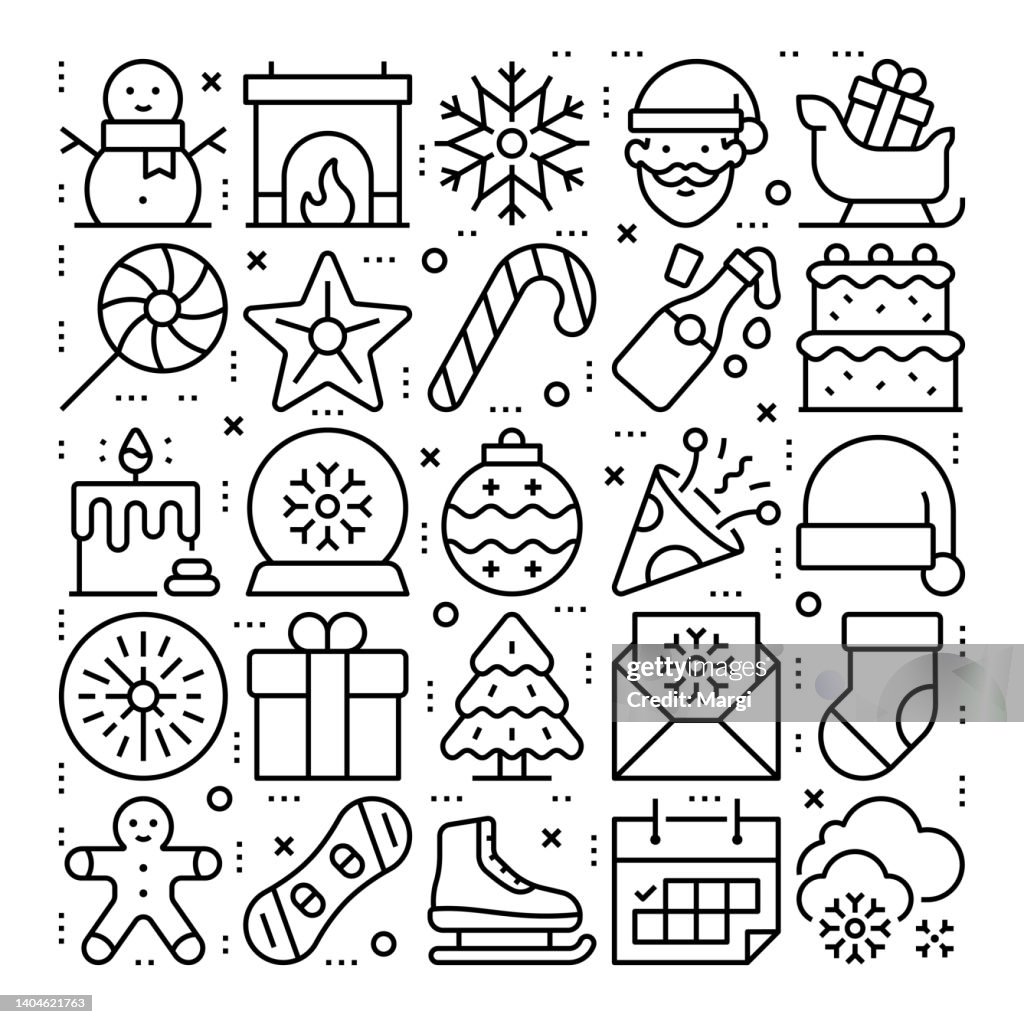 Christmas Line Icon Pattern Design