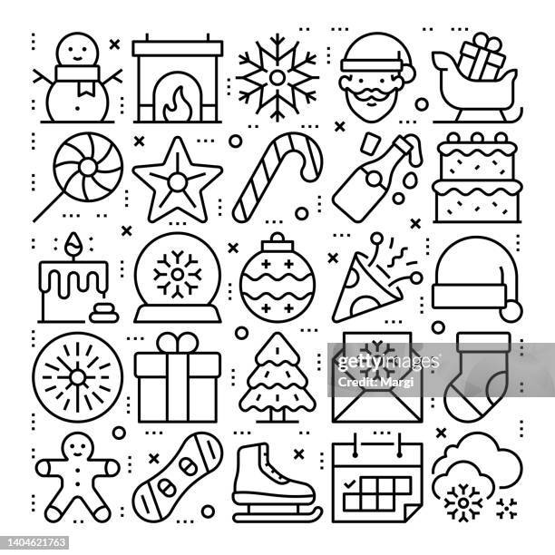 stockillustraties, clipart, cartoons en iconen met christmas line icon pattern design - cartoon santa claus