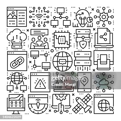 Computer Network Line Icon Pattern Design Computer Network Line Icon Pattern Design