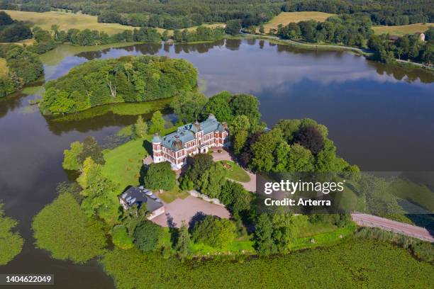 14th century Häckeberga Castle/Häckeberga slott, mansion on one of the seven islets of Lake Häckebergasjön at Lund, Scania/Skane, Sweden.