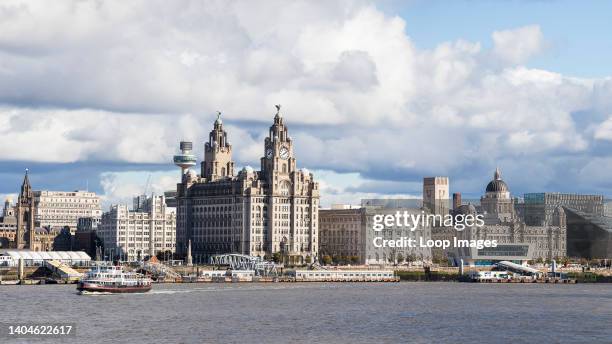 Royal Iris crossing the River Mersey as she leaves the famous skyline of Liverpool in the distance.