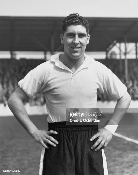 Portrait of Scottish professional footballer Ken Chisholm , Forward for Leicester City Football Club on 19th April 1949 at the Filbert Street stadium...