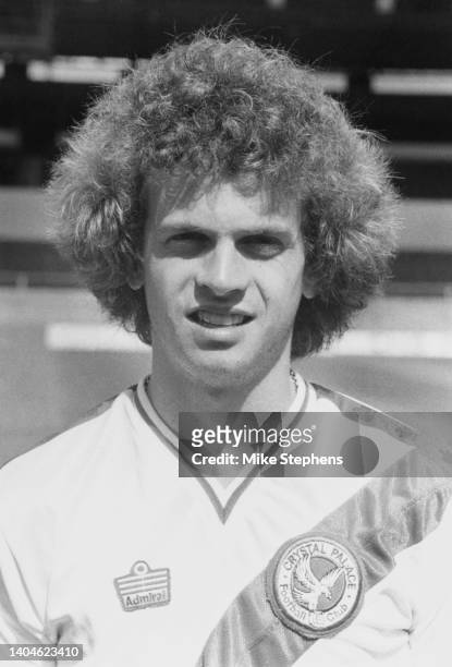 Portrait of English professional footballer Steve Carey of Crystal Palace Football Club on 24th August 1979 at the Selhurst Park ground in London,...