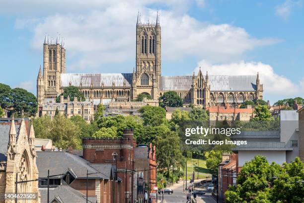 Lincoln cathedral towers of the city.