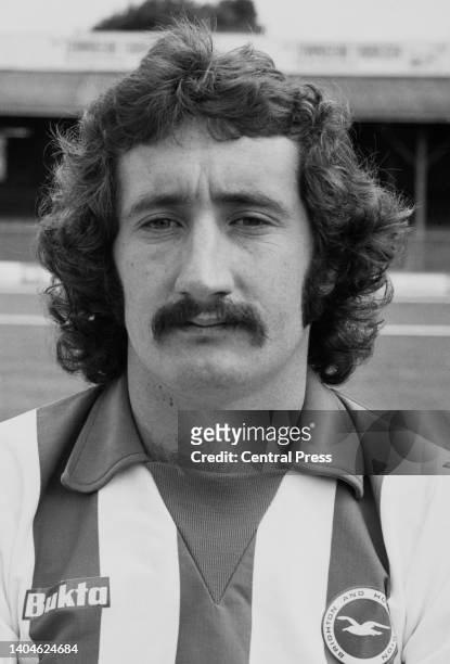 Portrait of Irish professional footballer Gerry Ryan, Forward for Brighton and Hove Albion Football Club on 20th August 1979 at the Goldstone Ground...