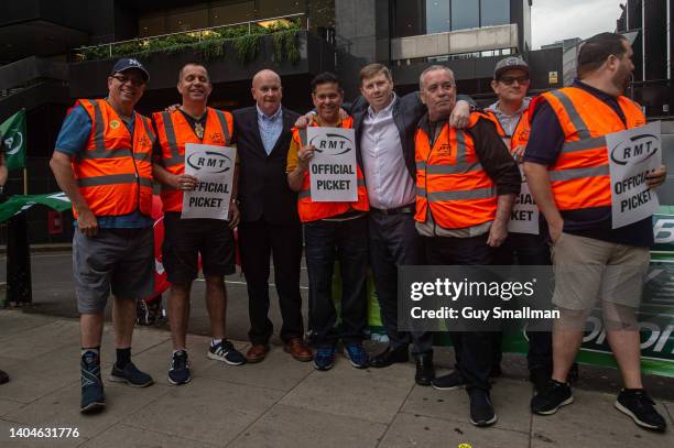 General Secretary Mick Lynch and Assistant General Secretary Eddie Dempsey visit the picket line at Euston station to speak with striking RMT members...