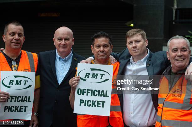 General Secretary Mick Lynch and Assistant General Secretary Eddie Dempsey visit the picket line at Euston station to speak with striking RMT members...