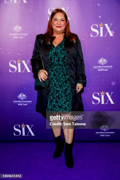 Rebekah Elmaloglou arrives ahead of Six - The Musical: Opening Night at The Comedy Theatre on June 23, 2022 in Melbourne, Australia.