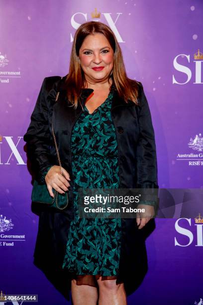 Rebekah Elmaloglou arrives ahead of Six - The Musical: Opening Night at The Comedy Theatre on June 23, 2022 in Melbourne, Australia.