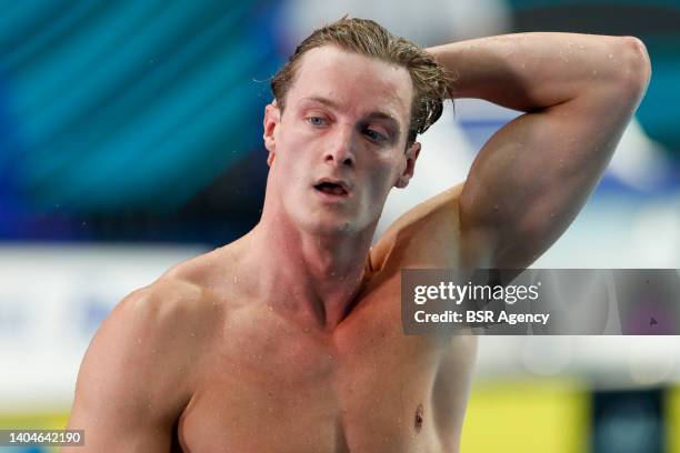 Thom de Boer of the Netherlands competing at the Men's 50m Freestyle during the FINA World Aquatics Championships at the Duna Arena on June 23, 2022...