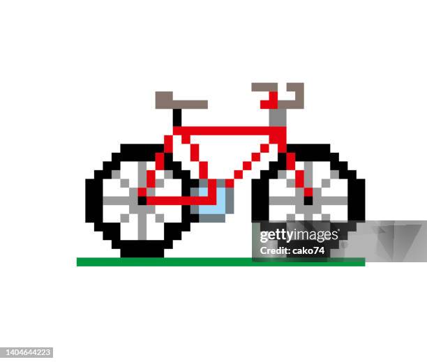 illustrations, cliparts, dessins animés et icônes de illustration vectorielle de vélo pixel - 8 bits