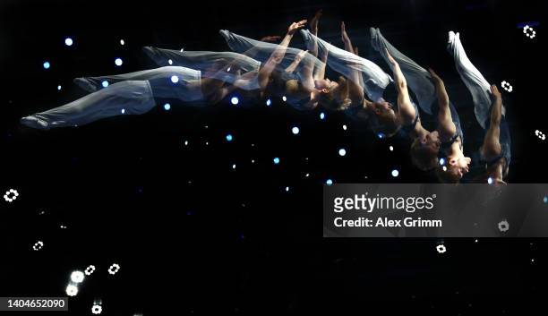 Philipp Wolfrum of Munich Airriders competes in the Individual Trampoline Mens Final on day X1 of the multi sport event Die Finals on June 23, 2022...