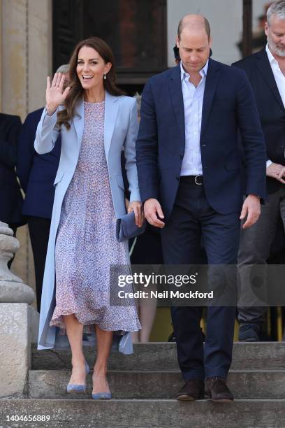 Catherine, Duchess of Cambridge and Prince William, Duke of Cambridge departing the Fitzwilliam Museum during an official visit to Cambridgeshire on...