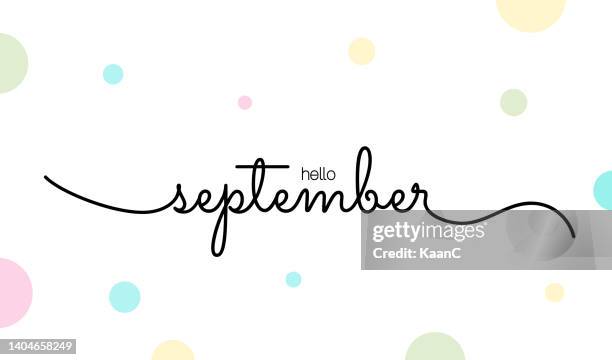 stockillustraties, clipart, cartoons en iconen met hello september lettering vector stock illustration - september