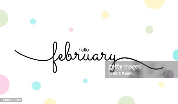 hello february lettering vector stock illustration - february stock illustrations stock illustrations