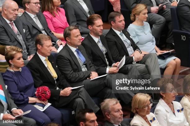 Grand Duchess Maria Teresa of Luxembourg and Grand Duke Henri of Luxembourg, Luxembourg Prime Minister Xavier Bettel and his husband Gauthier...
