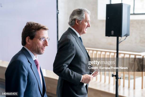 The Mayor of Madrid, Jose Luis Martinez-Almeida , and the Chairman of Acciona, Jose Manuel Entrecanales , during the inauguration of the Ombu...