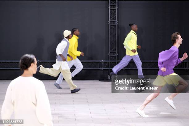 Models walk the runway during the Issey Miyake Menswear Spring Summer 2023 show as part of Paris Fashion Week on June 23, 2022 in Paris, France.