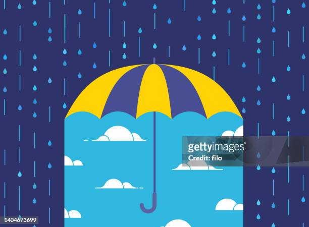 bildbanksillustrationer, clip art samt tecknat material och ikoner med umbrella clear sky rain protection - hurricane storm