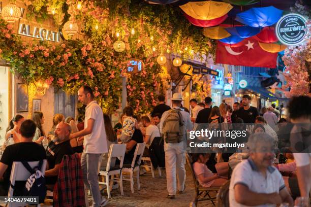 streets of cesme alacati izmir turkey - izmir stockfoto's en -beelden