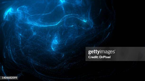 blue fractal fog over black background with copy space - blue fog stock pictures, royalty-free photos & images