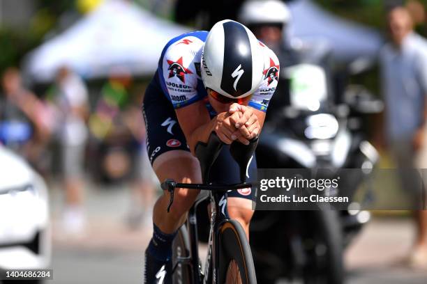 Remco Evenepoel of Belgium sprints during the 123rd Belgian Road Championship 2022 - Men's Individual Time Trial a 34,8km individual time trial one...