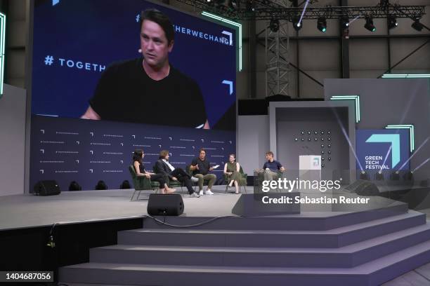 Ann Makosinski, Christian v. Den Brincken, Sven Wedig, Eva-Maria Kirschsieper and Jürgen Kornmann speak on stage during day 2 of the Greentech...