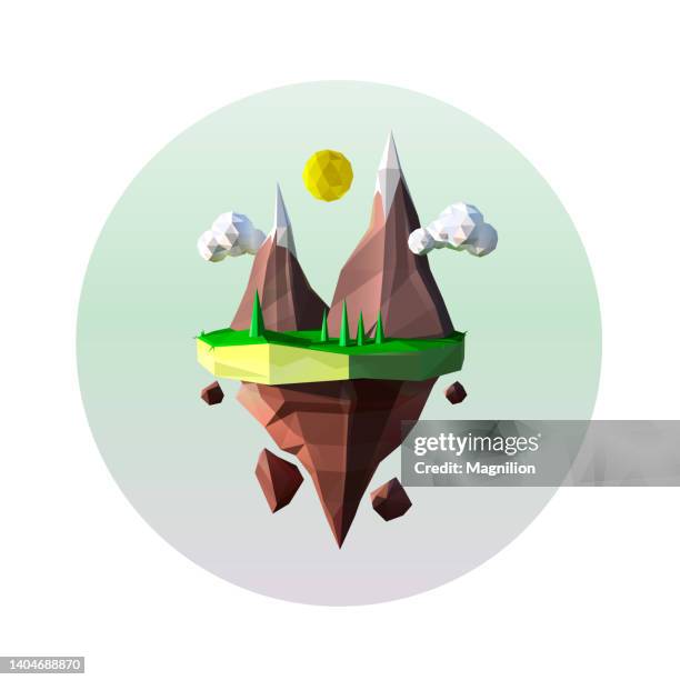 三角形の飛行島三角形のロケットで抽象的な山の風景 - top prospects game点のイラスト素材／クリップアート素材／マンガ素材／アイコン素材