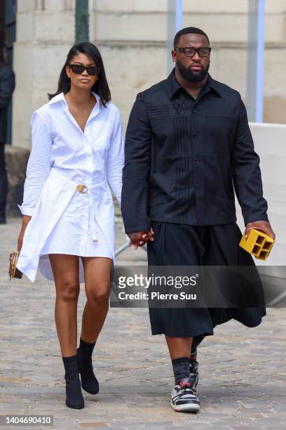 Chanel Iman and Davon Godchaux attends the Louis Vuitton Menswear Spring Summer 2023 show as part of Paris Fashion Week on June 23, 2022 in Paris,...