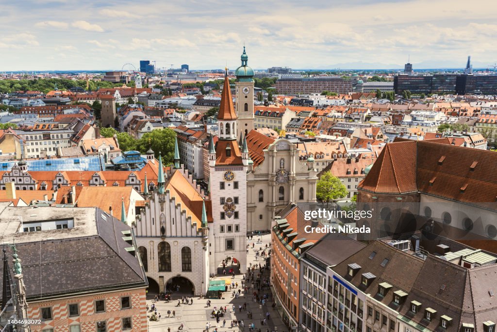 Luftaufnahme des alten Rathauses von München, Deutschland