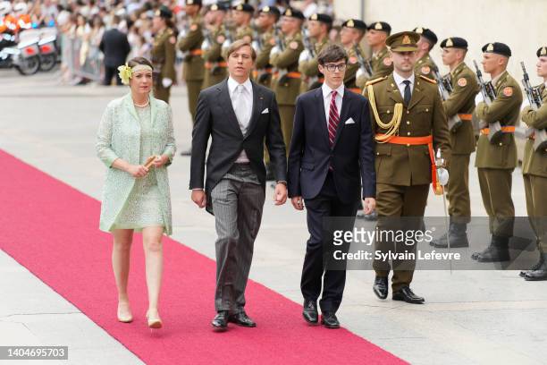 Princesse Alexandra, Prince louis and Prince gabriel arrive at the Cathedral for the Te Deum of National Day on June 23, 2022 in Luxembourg,...