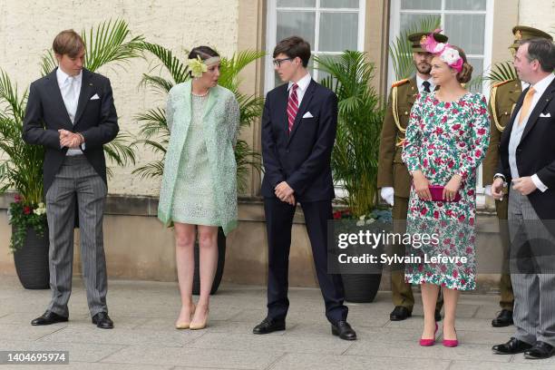 Princesse Alexandra, Prince Louis, Prince Gabriel and Prince Guillaume of Luxembourg and Princess Stephanie of Luxembourg arrive at the Cathedral for...
