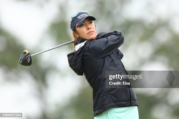 Alison Lee of the United States plays his shot from the fifth tee during the first round of the KPMG Women's PGA Championship at Congressional...