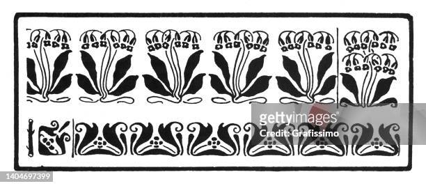 florales schneeglöckchenblumenmuster für bucheinlass jugendstilillustration 1898 - art nouveau elements stock-grafiken, -clipart, -cartoons und -symbole