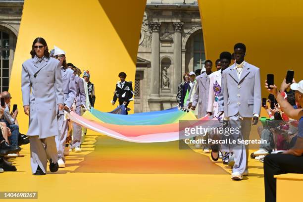 Models walk the runway during the Louis Vuitton Menswear Spring Summer 2023 show as part of Paris Fashion Week on June 23, 2022 in Paris, France.