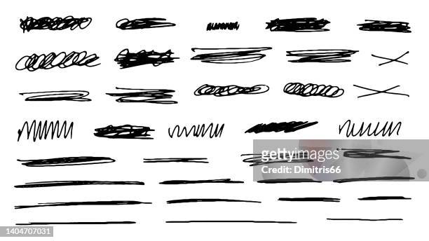 black pen collection hand drawn of lines, underline strokes and, doodles. - brush stroke alphabet stock illustrations