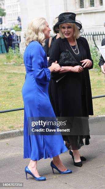 Harriet Webber-Jamieson and Joanna Lumley depart Westminster Abbey following the service of celebration for The Lady Elizabeth Shakerley CVO also...
