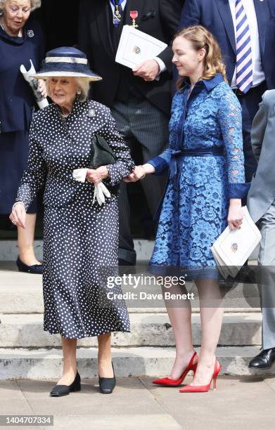 Princess Alexandra,The Hon. Lady Ogilvy and Zenouska Mowatt depart Westminster Abbey following the service of celebration for The Lady Elizabeth...