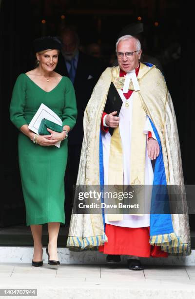 Sophie, Countess of Wessex departs Westminster Abbey following the service of celebration for The Lady Elizabeth Shakerley CVO also known as Lady...