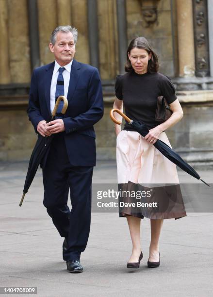 Lady Sarah Chatto and Daniel Chatto depart Westminster Abbey following the service of celebration for The Lady Elizabeth Shakerley CVO also known as...