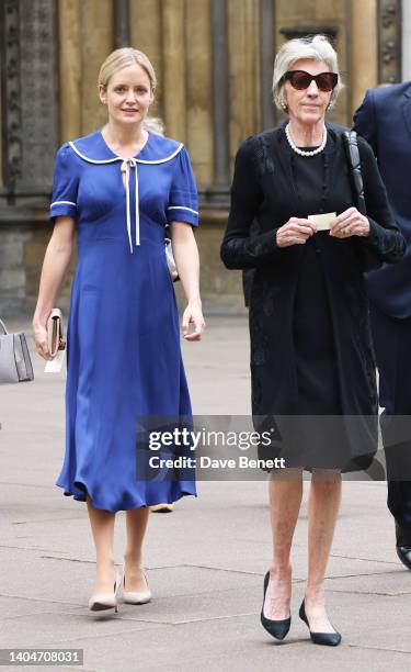 Lady Eloise Anson and Jane Churchill arrive at Westminster Abbey for the service of celebration in memory of The Lady Elizabeth Shakerley CVO, also...