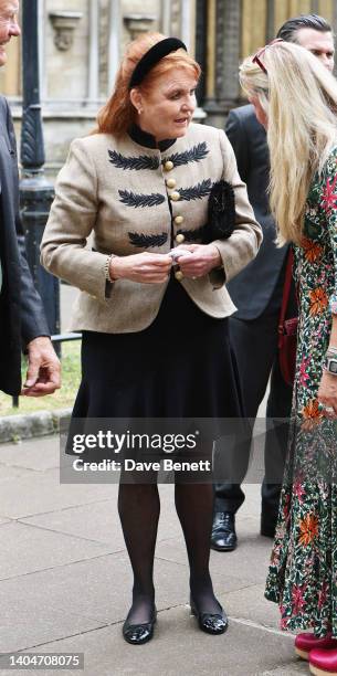 Sarah Ferguson, Duchess of York a arrives at Westminster Abbey for the service of celebration in memory of The Lady Elizabeth Shakerley CVO, also...