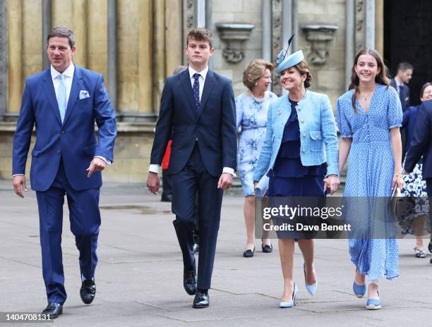 Brocas Burrows, Noah Burrows, Fiona Burrows and Ruby Burrows arrive at Westminster Abbey for the service of celebration in memory of The Lady...