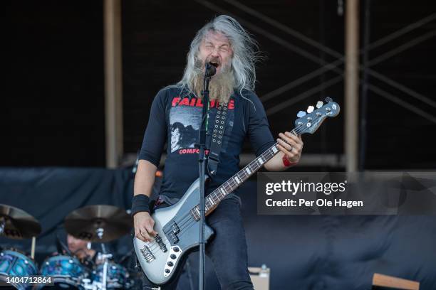 Troy Sanders of Mastodon performs on stage at the Tons of Rock festival on June 23, 2022 in Oslo, Norway.