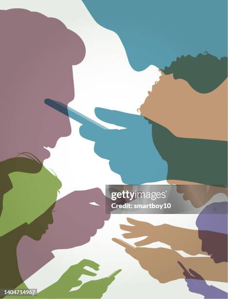 mobile phone users - trolling internet stock illustrations