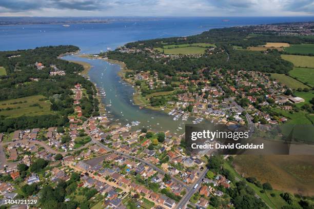 Aerial view of Yarmouth on Isle of Wight, this town and port are located on the western side of the island 9 miles south-west of Cowes.