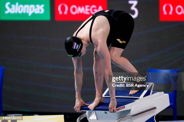 Maaike de Waard of the Netherlands before competing in the Women's 50m Butterfly Semi Finals during the FINA World Aquatics Championships Swimming at...