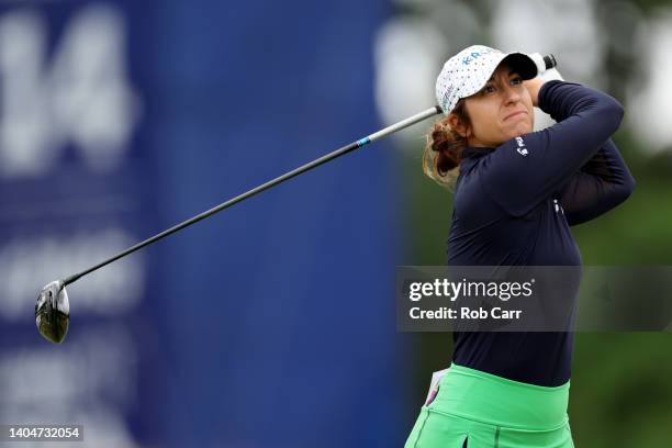 Marina Alex of the United States plays her shot from the 15th tee during the first round of the KPMG Women's PGA Championship at Congressional...